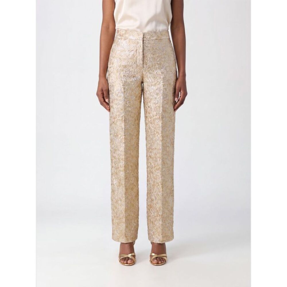 Collini Milano 1937 Eos High-Waisted Straight-Leg Trousers In Lame Criªpe